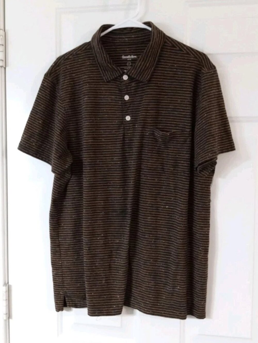 Goodfellow & Co. Men's XL Standard Fit Short Sleeve Polo Shirt Black Striped